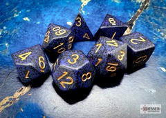 Polyhedral 7-Dice Set CHX25337 - Speckled Golden Cobalt